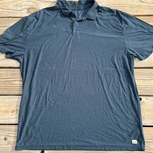 Vuori Men’s Polo Shirt Large Blue Heather Performance Short Sleeve Casual